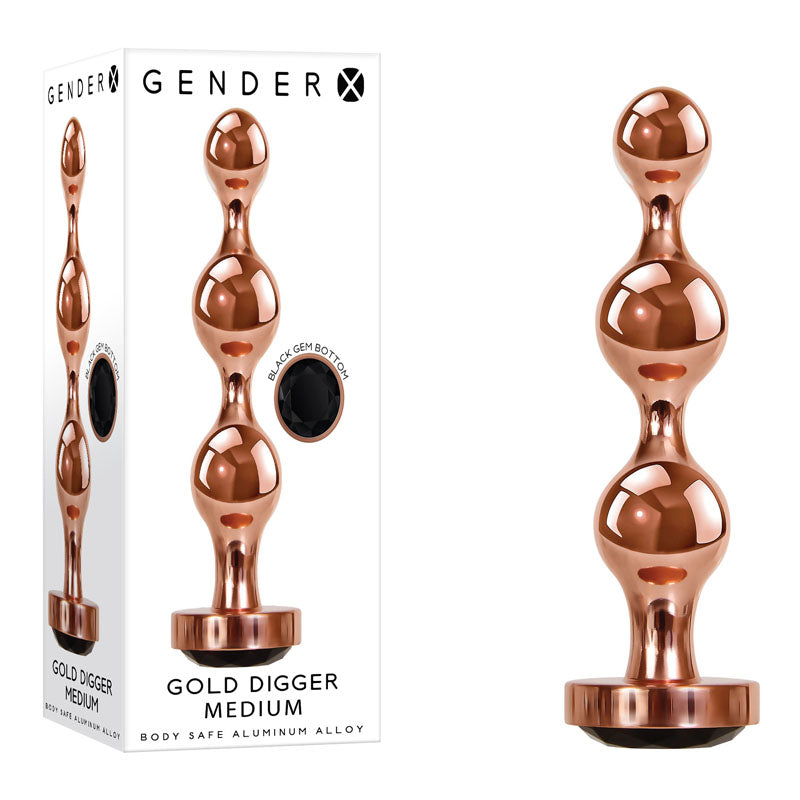Gender X GOLD DIGGER Medium - Rose Gold Medium Butt Plug with Black Gem Base