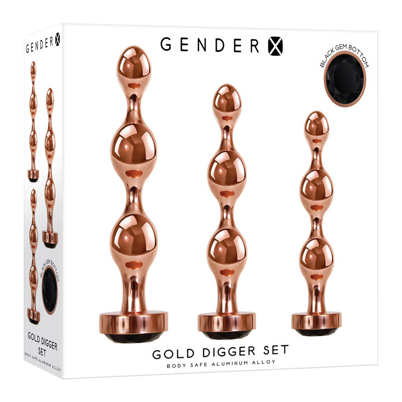 Gender X GOLD DIGGER SET - Rose Gold Metallic Butt Plugs - Set of 3 Sizes