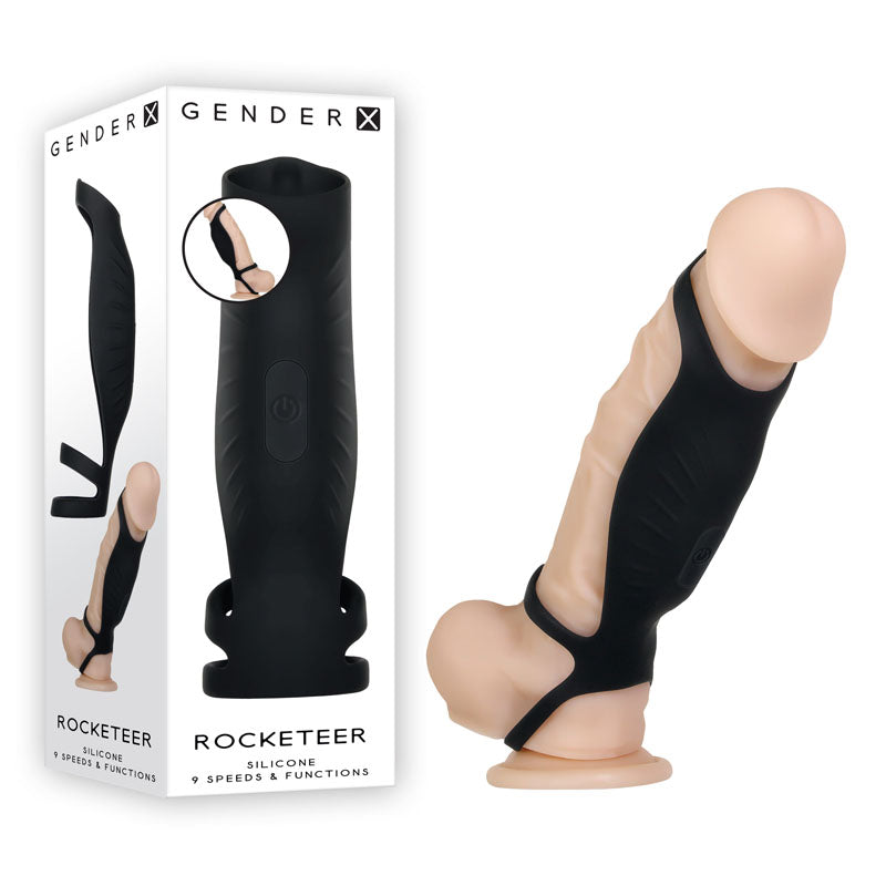 Gender X ROCKETEER - Black USB Rechargeable Vibrating Penis Sleeve