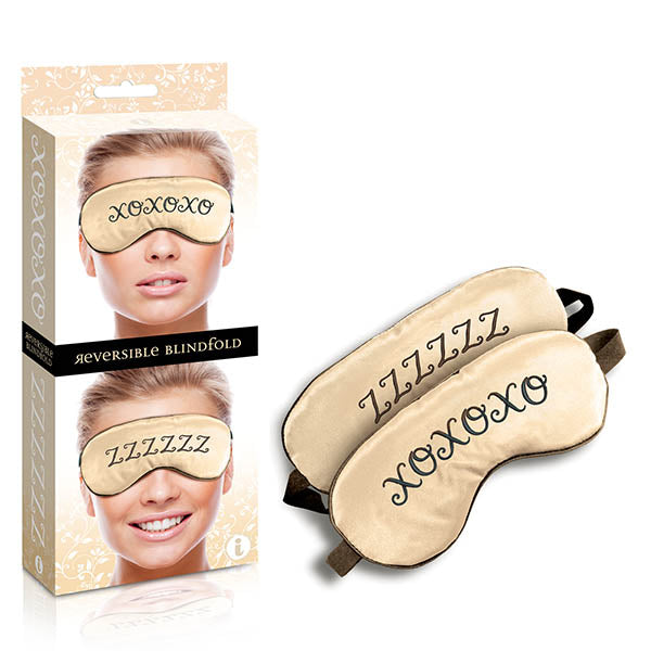 The 9's Reversible XOXO/ZZZ Satin Blindfold - Padded Reversible Blindfold