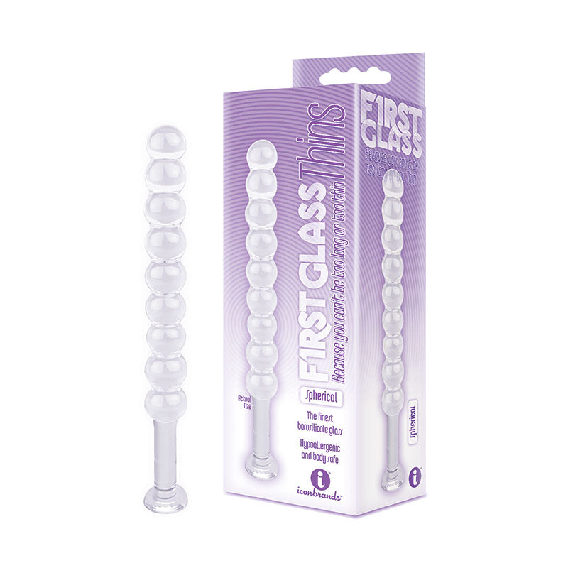 The 9's First Glass Thins, Spherical - Clear Glass 17.8 cm Anal Beads
