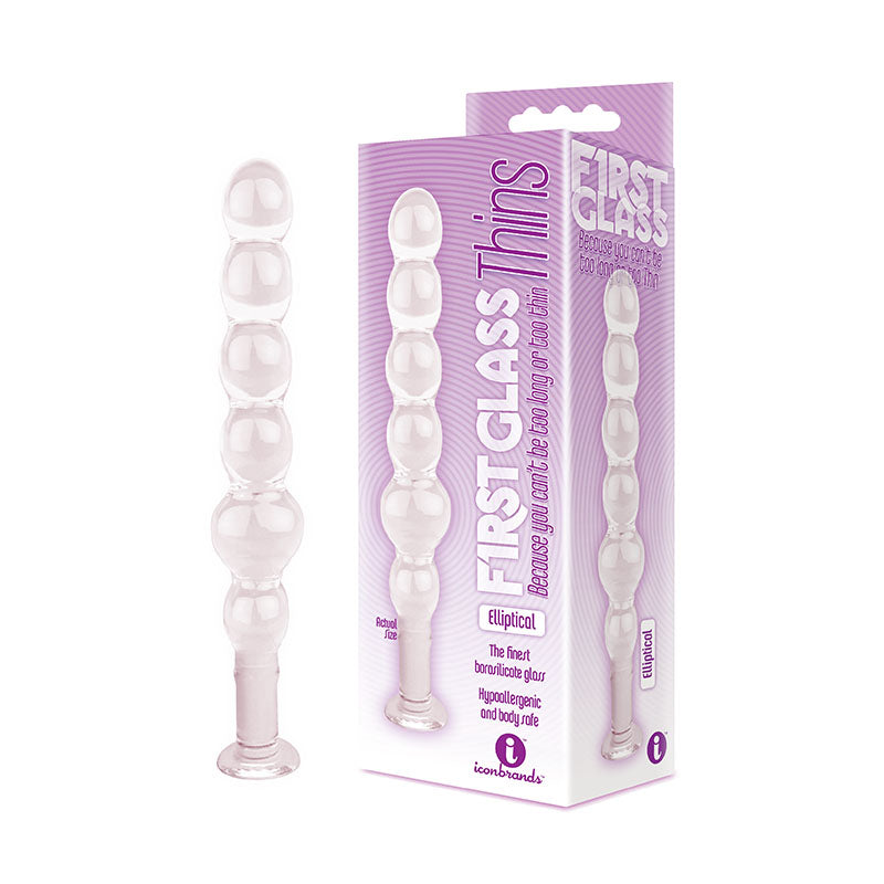 The 9's Glass First Thins, Elliptical - Clear Glass 17.8 cm Anal Beads