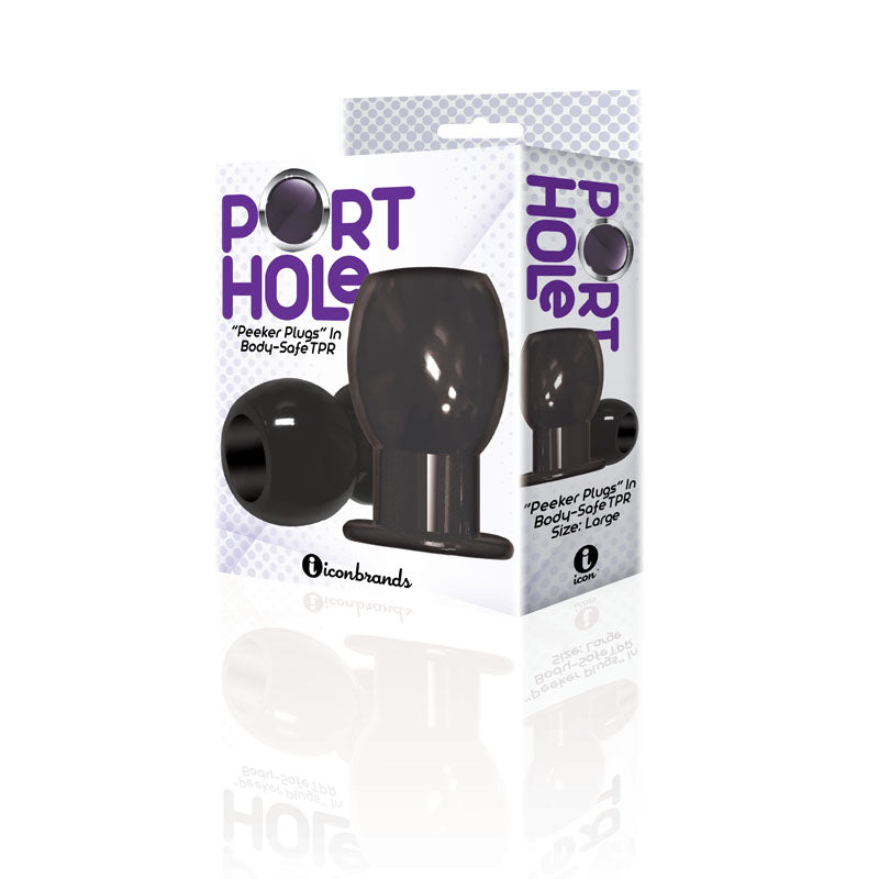 The 9's Port Hole, Hollow Butt Plug - Black Hollow Butt Plug