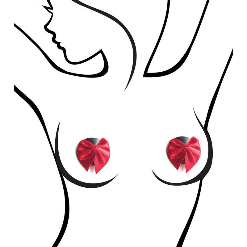 Sexy AF - Nipple Couture Red Bows - Red Bows Reuseable Nipple Pasties