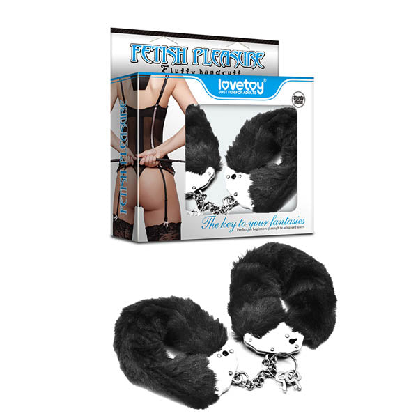 Lovetoy Fetish Pleasure Fluffy Hand Cuffs - Black Fluffy Restraints
