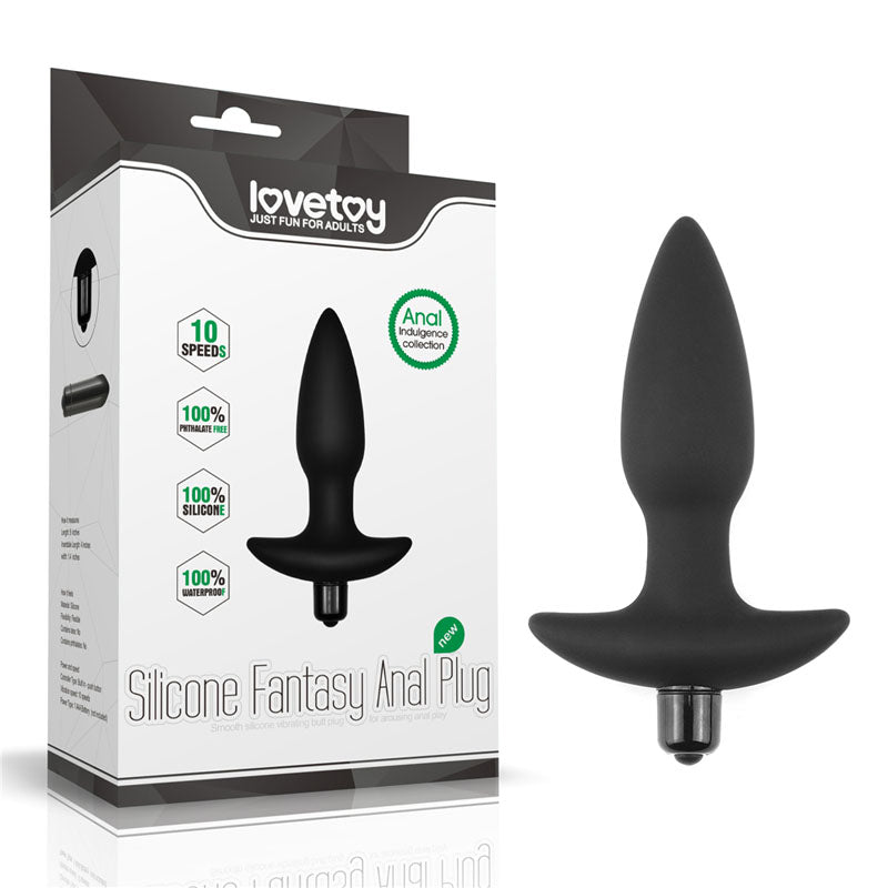 Lovetoy Anal Indulgence Collection Silicone Fantasy Anal butt plug - Black 14.5 cm Vibrating Butt