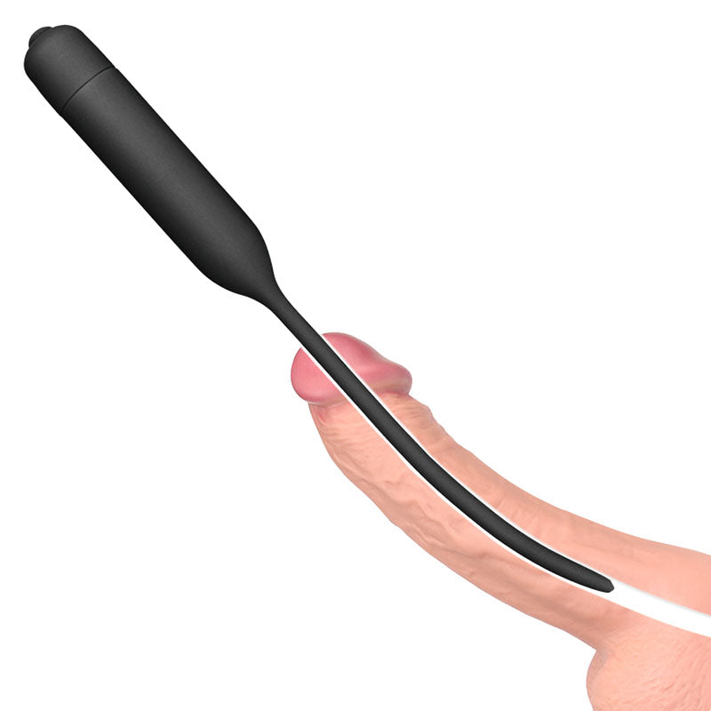 Lovetoy Ultimate Silicone Vibrating Urethral Dilator - Black Vibrating Urethral Sound