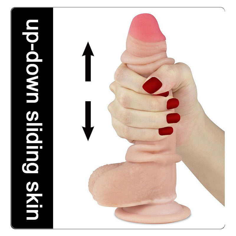 Lovetoy Sliding Skin Dual Layer Dong - Flesh 17.8 cm (7'') Dong with Flexible Skin