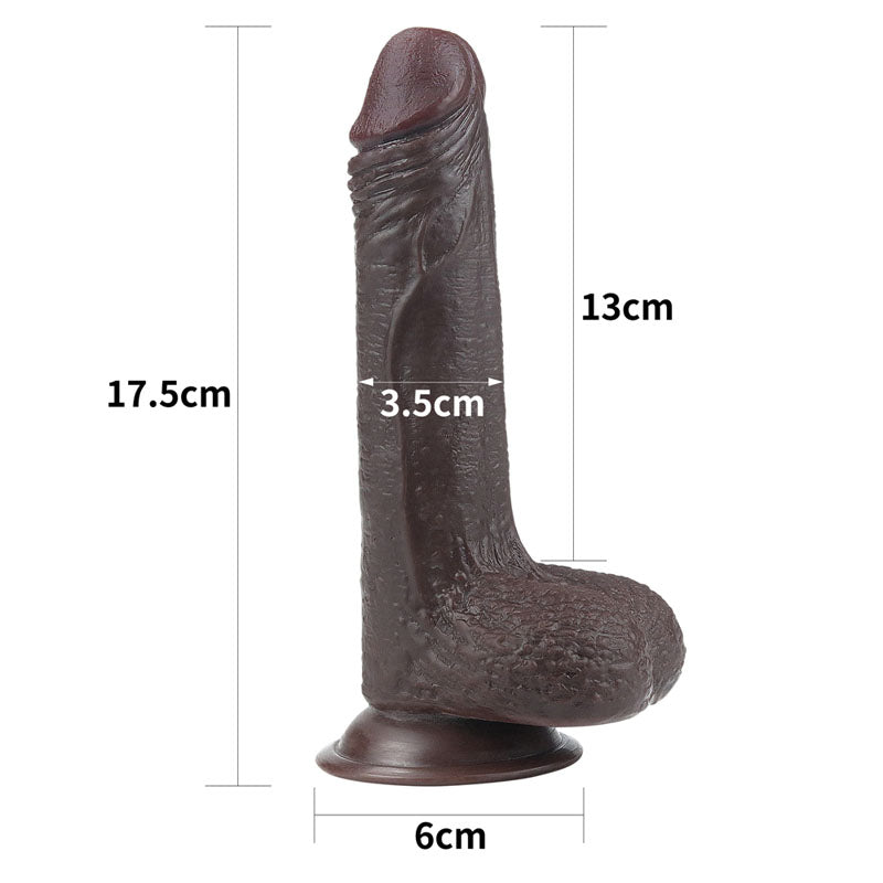 Sliding Skin Dual Layer Dong - Brown 17.8 cm (7'') Dong with Flexible Skin