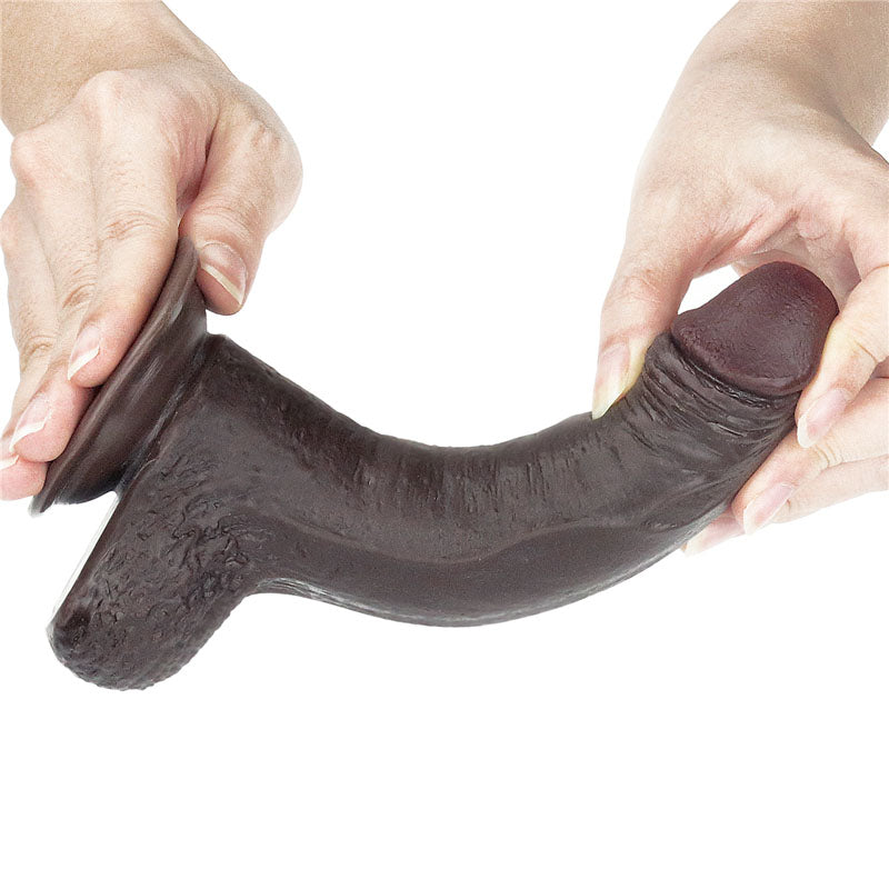 Sliding Skin Dual Layer Dong - Brown 17.8 cm (7'') Dong with Flexible Skin