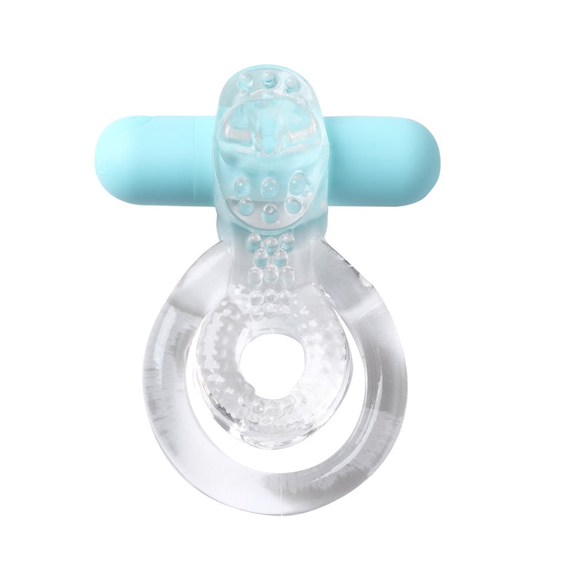 Maia Jayden - Clear/Blue USB Rechargeable Vibrating Cock & Ball Rings