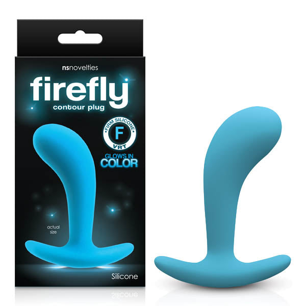 Firefly Contour Plug - Glow in Dark Blue Medium Anal butt plug