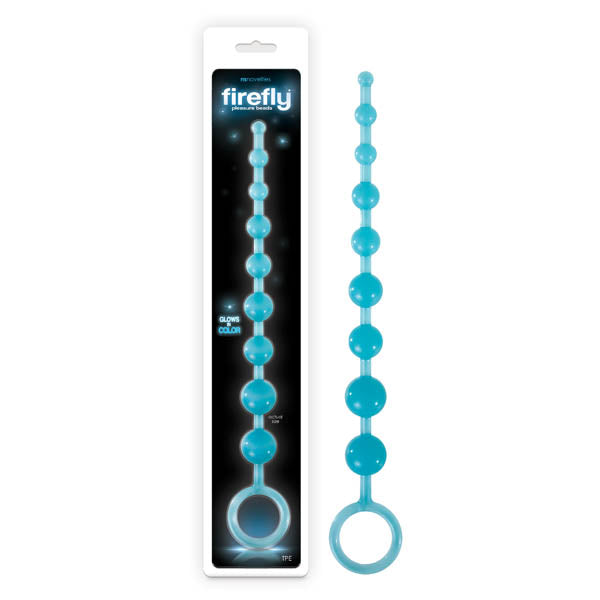 Firefly Pleasure Beads - Glow-in-Dark Blue 30 cm (11.8'') Anal Beads