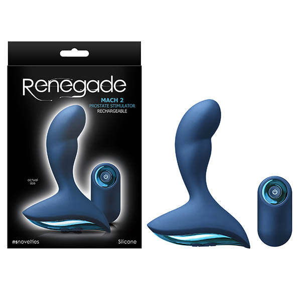 Renegade - Mach II - Blue USB Rechargeable Vibrating Anal butt plug with Wireless Remote