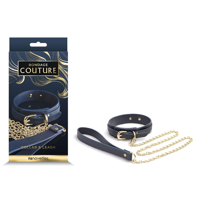 Bondage Couture Collar & Leash - Blue Restraint