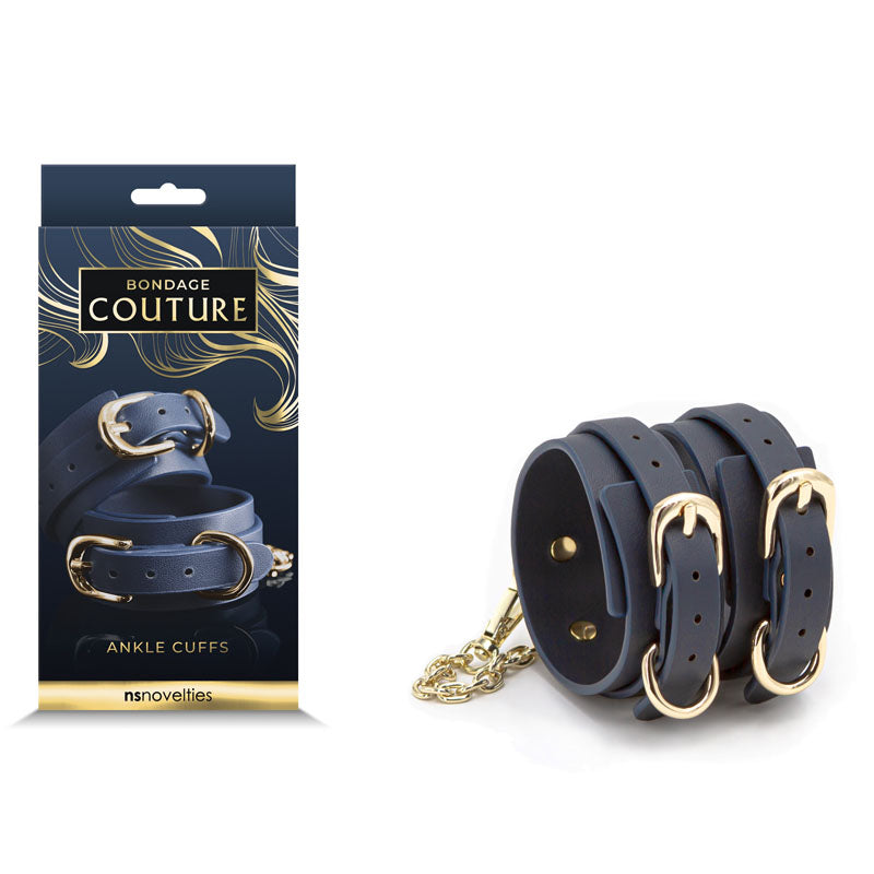 Bondage Couture Ankle Cuffs - Blue Restraints