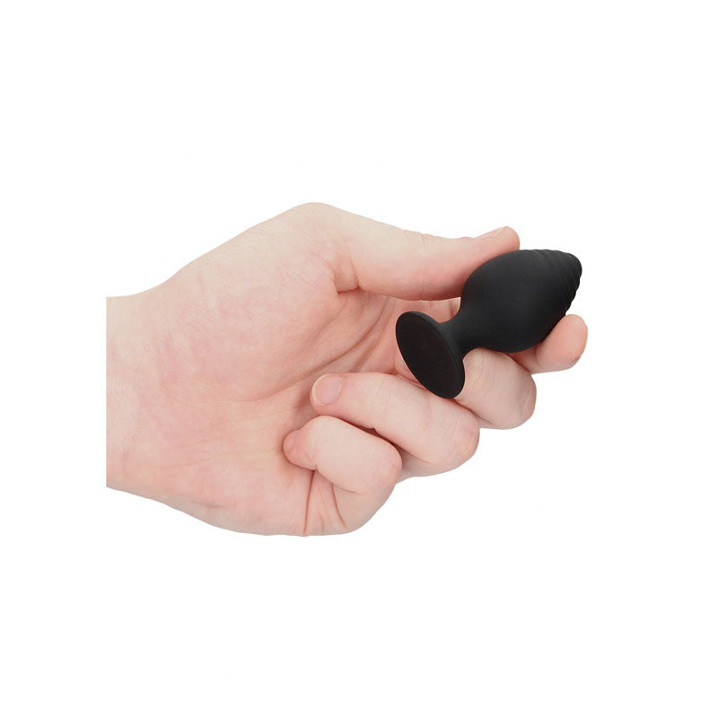 Ouch! Rippled Butt Plug Set - Black Butt Plugs - Set of 3 Sizes
