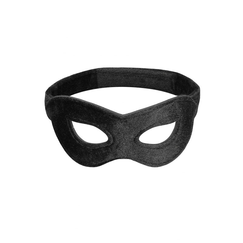 Ouch! Velvet & Velcro Adjustable Open Eye Mask - Black Restraint