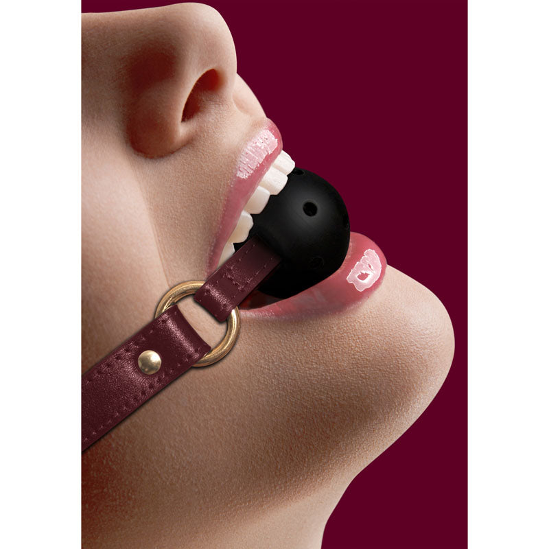 OUCH! Halo - Breathable Ball Gag - Burgundy Mouth Restraint