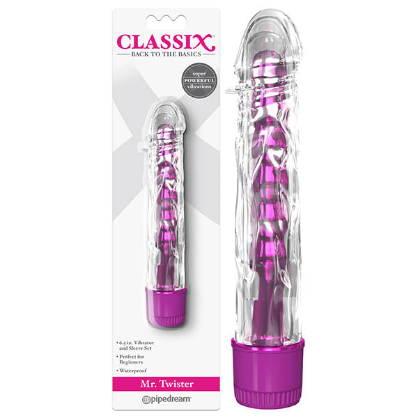 Classix Mr Twister - Metallic Pink 16.5 cm (6'') Vibrator with Clear Sleeve