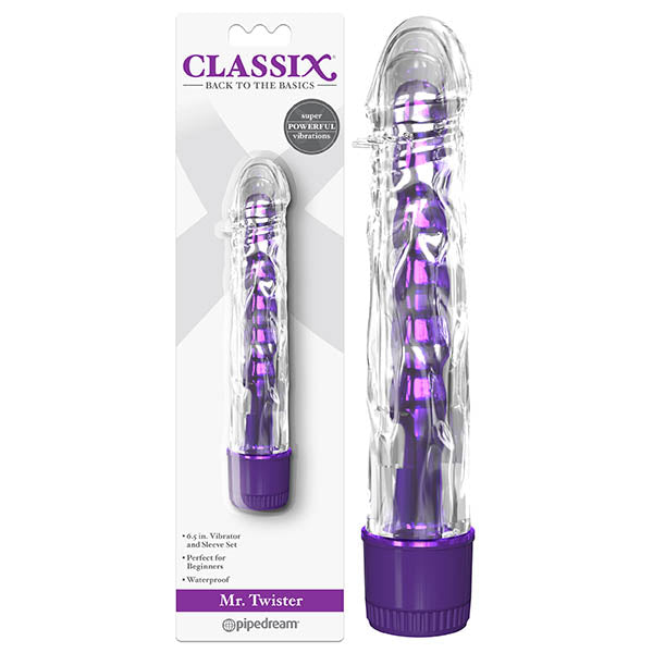 Classix Mr Twister - Metallic Purple 16.5 cm (6'') Vibrator with Clear Sleeve