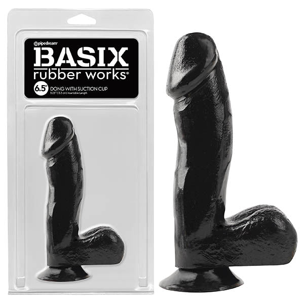 Basix Rubber Works 6.5'' Dong With Suction Cup - Black 16.5 cm (6.5'') Dong