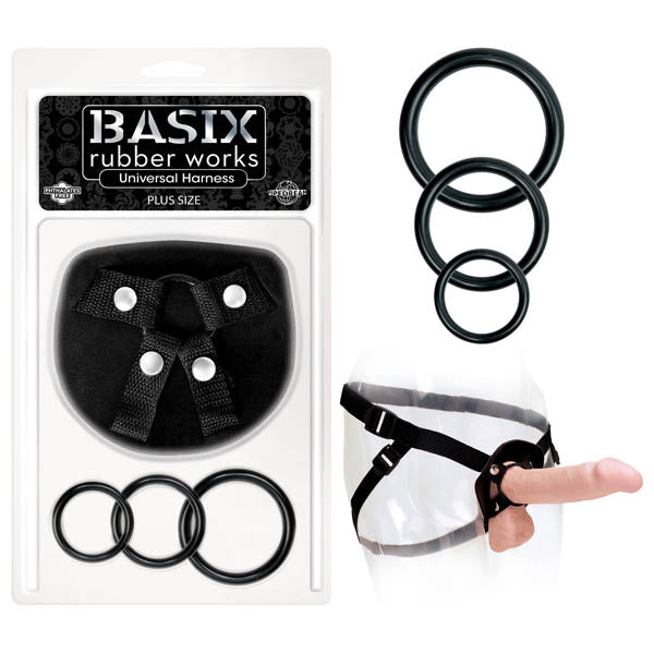 Basix Rubber Works Universal Harness - Plus Size - Black Plus-Size Strap-On Harness (No Probe