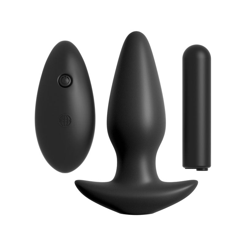 Anal Fantasy Collection Remote Control Silicone Plug - Black 10 cm (4'') Vibrating Butt Plug