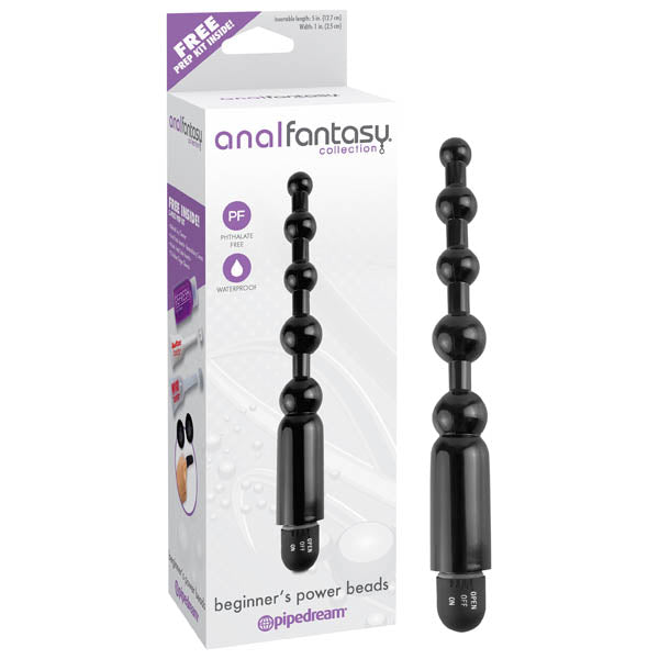 Anal Fantasy Collection Beginner's Power Beads - Black 12.7 cm (5'') Vibrating Anal Beads