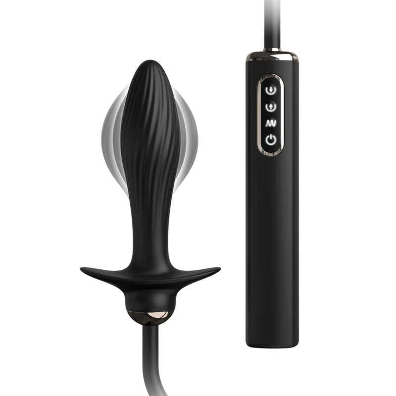 Anal Fantasy Elite Auto Throb Inflatable Vibrating Plug - Black 13 cm USB Rechargeable Inflatating Butt Plug
