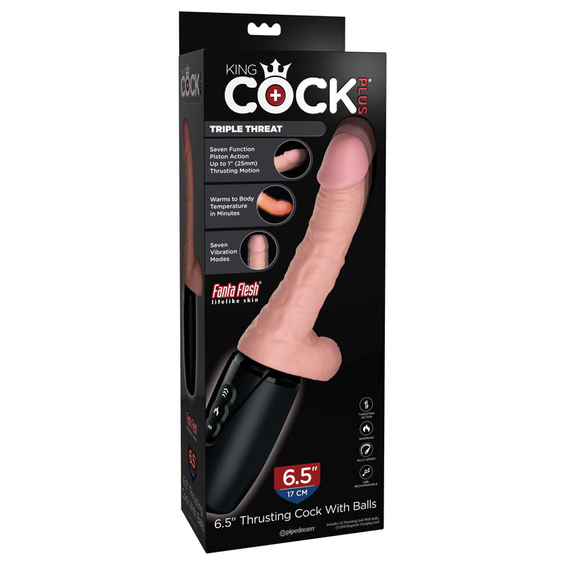 King Cock Plus 6.5'' Thrusting Cock with Balls - Flesh 16.5 cm Thrusting Dong
