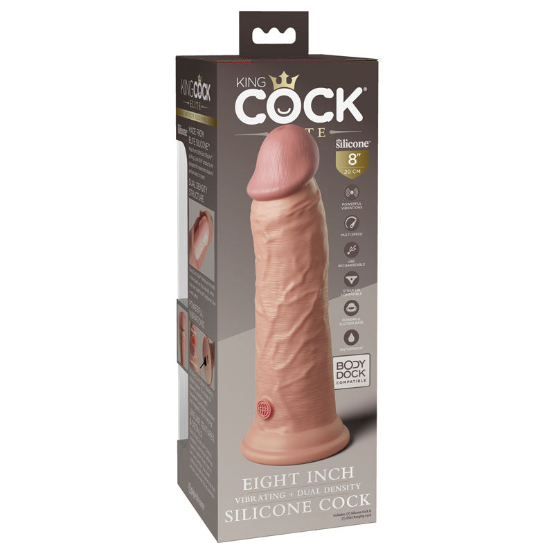 King Cock Elite 8'' Vibrating Dual Density Cock - Flesh - Flesh 20.3 cm USB Rechargeable Vibrating