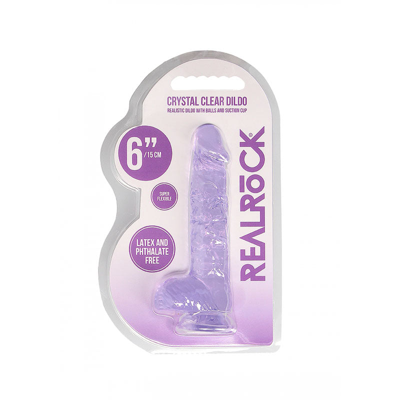 RealRock 6'' Realistic Dildo With Balls - Purple 15.2 cm Dong