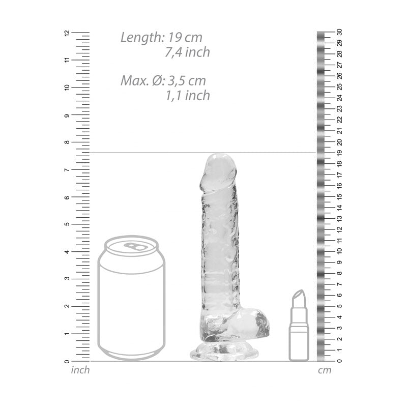 RealRock 7'' Realistic Dildo With Balls - Clear 17.8 cm Dong