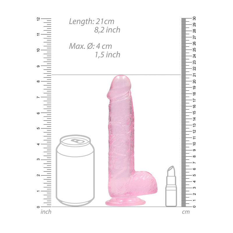 RealRock 8'' Realistic Dildo With Balls - Pink 20.3 cm Dong