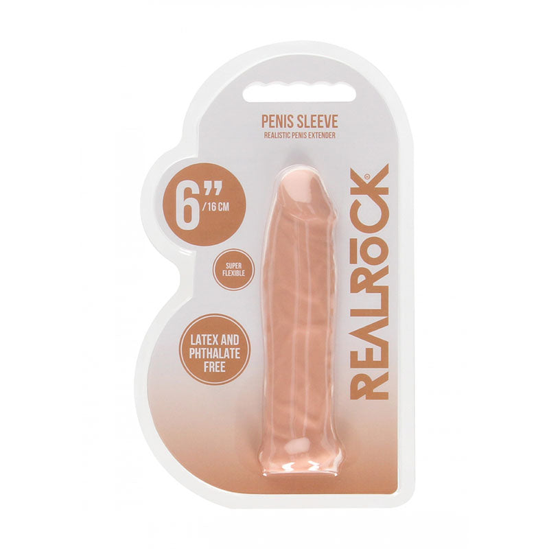 REALROCK 6'' Realistic Penis Sleeve - Flesh 15.2 cm Penis Extension Sleeve