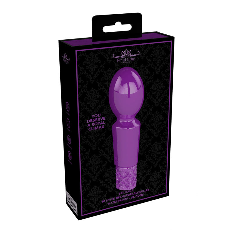 ROYAL GEMS Brilliant - Silicone Rechargeable Bullet - Purple 12 cm USB Rechargeable Mini Massager Wand