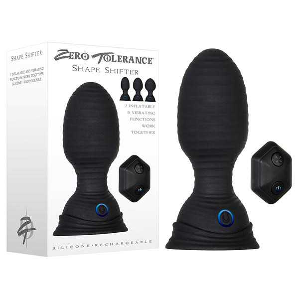 Zero Tolerance Shape Shifter - Black USB Rechargeable Inflatable Butt Plug with Remote