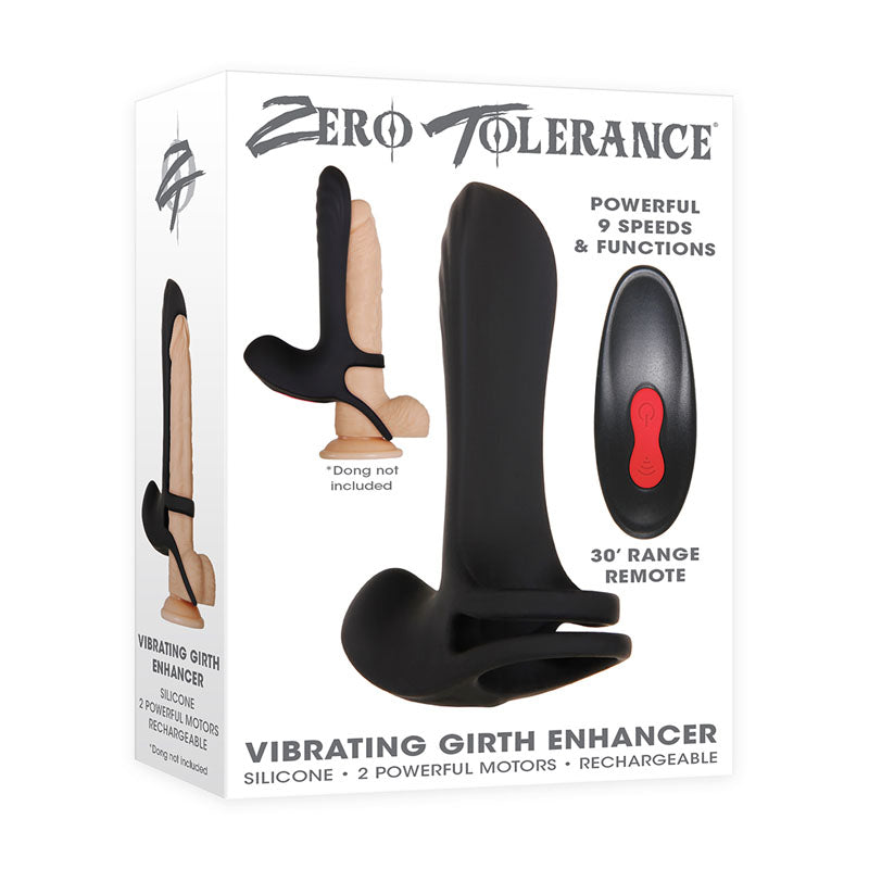 Zero Tolerance Vibrating Girth Enhancer , Rechargeable Penis Sleeve Remote - Black