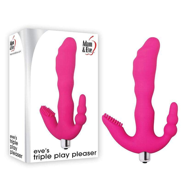 Adam & Eve Eve’s Triple Play Pleaser - Pink 17.8 cm Vibrator with Clit & Anal