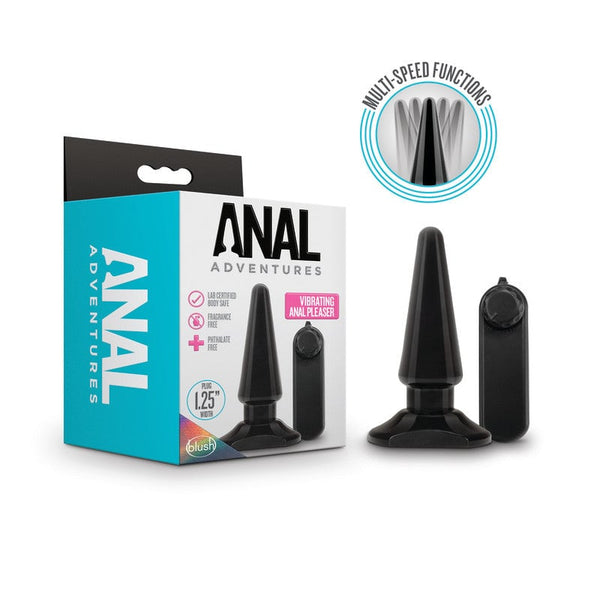 Anal Adventures Basic Vibrating Anal Pleaser - Black 10.1 cm Vibrating Butt Plug