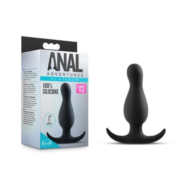 Anal Adventures Platinum Curve Plug - Black 8.9 cm Silicone Butt Plug A$24.09