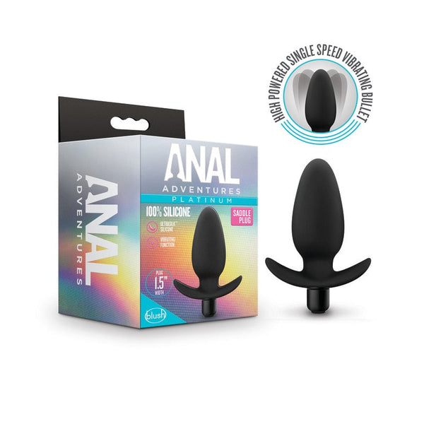 Anal Adventures Platinum Saddle Plug - Black 12 cm Vibrating Butt Plug A$38.56