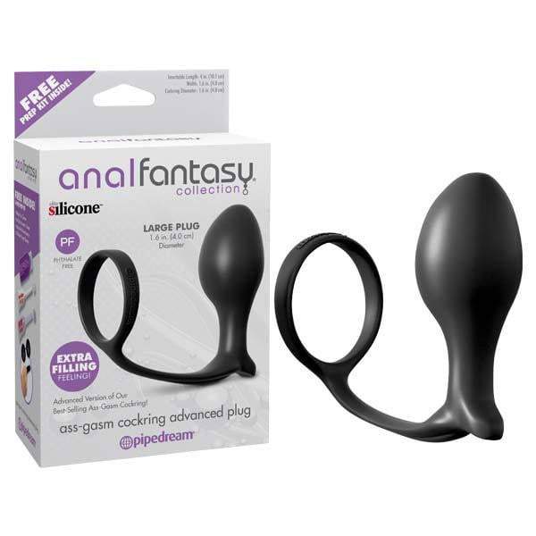 Anal Fantasy Collection Ass-Gasm Cock Ring Advanced Plug - Black Cock Ring