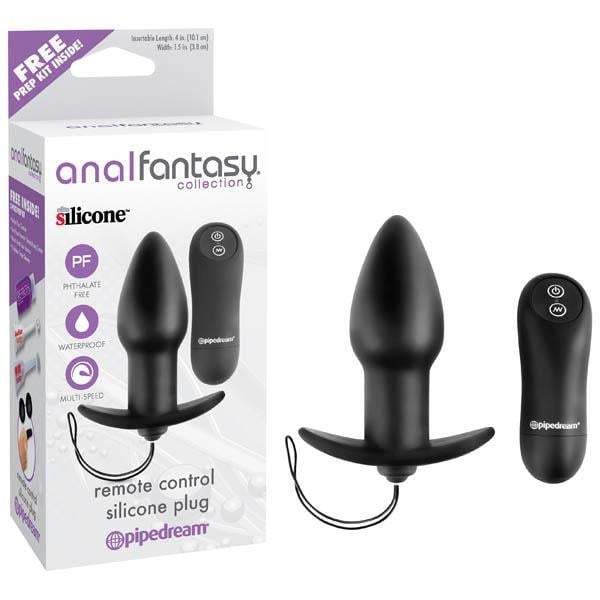 Anal Fantasy Collection Remote Control Silicone Plug - Black 10 cm (4’’)