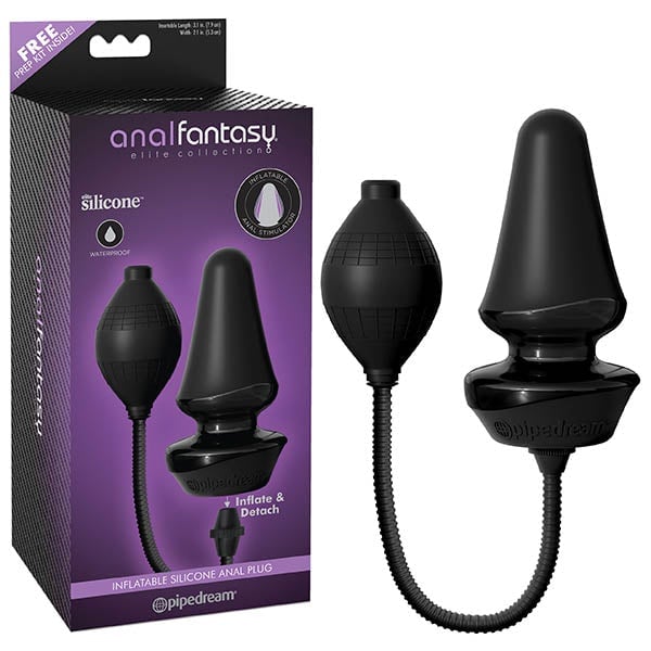 Anal Fantasy Elite Collection Inflatable Silicone Butt Plug - Black 12.7 cm