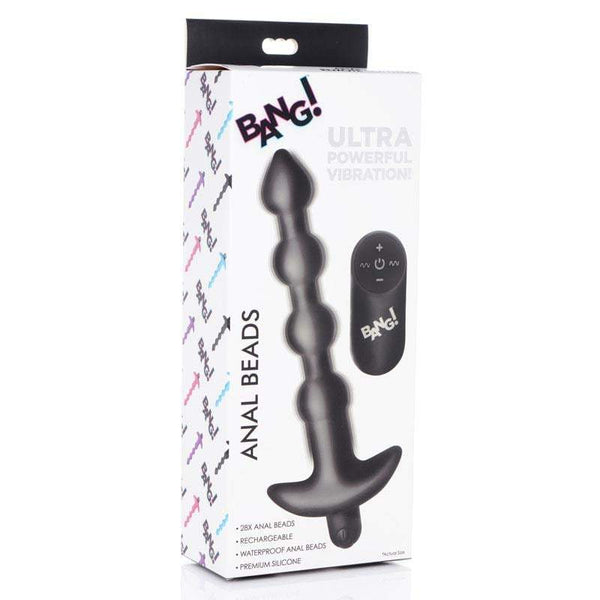 Bang! Vibrating Anal Beads - Black 19 cm USB Rechargeable Anal Beads