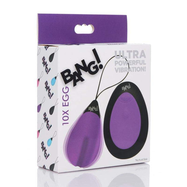 Bang!10X Vibrating Egg & Remote - Purple USB Rechargeable Egg with Wireless