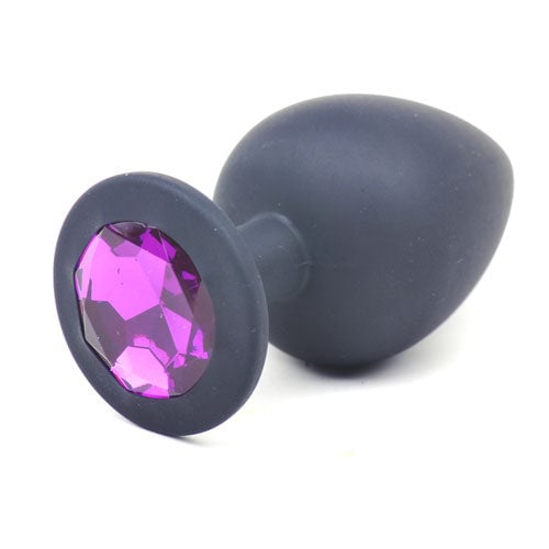 Black Silicone Anal Plug Large w/ Purple Diamond A$19.27 Fast shipping