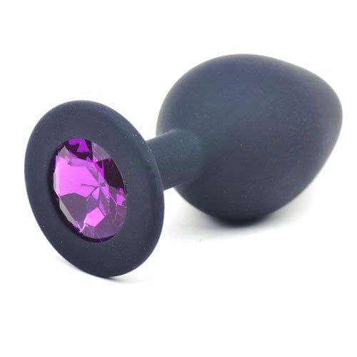 Black Silicone Anal Plug Medium w/ Purple Diamond A$18.14 Fast shipping